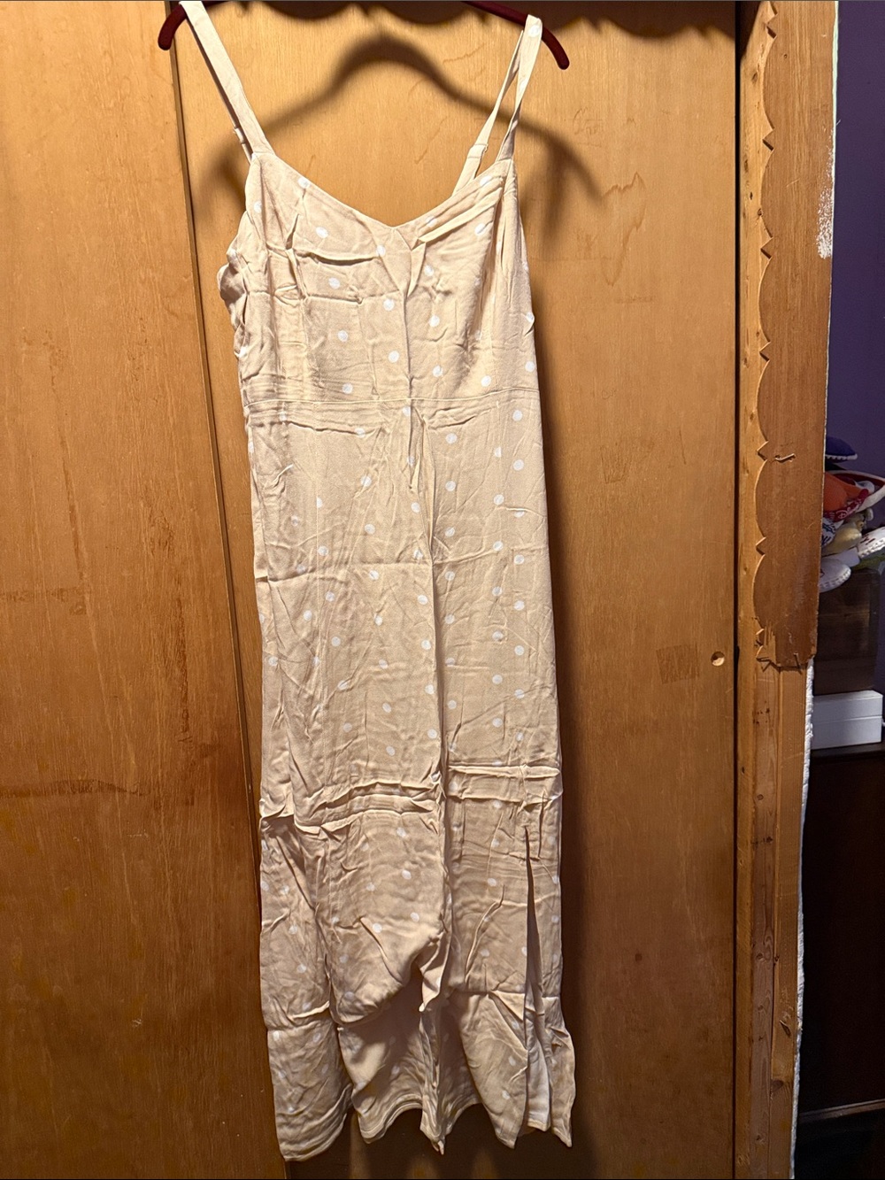 Old Navy Cream Polka Dot Maxi Slip Dress